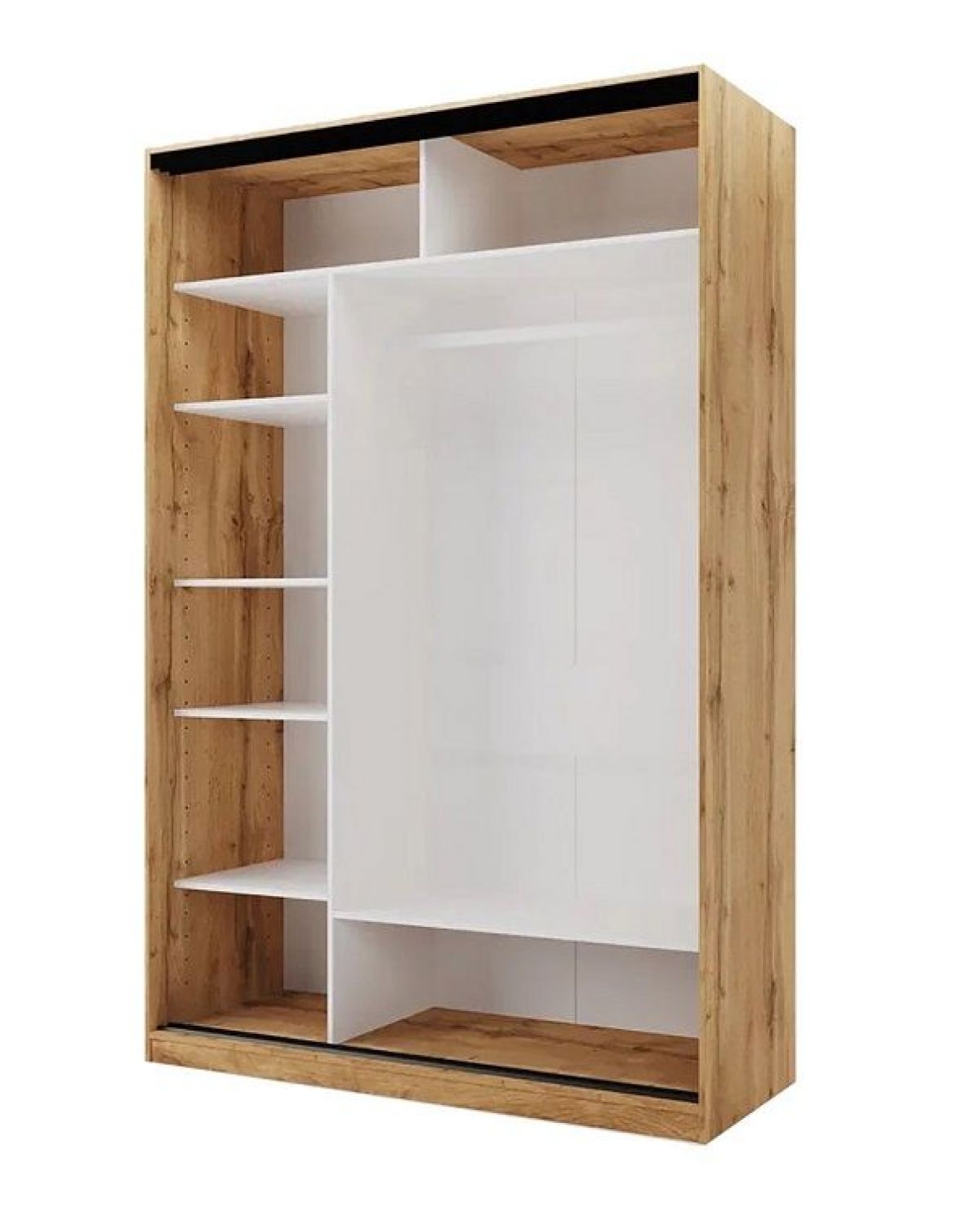 Шкаф-купе SLIM 2-х дверный BS15-6.ZD с зеркалом (дуб вотан/белый/темно-серый/черный муар) | фото 2